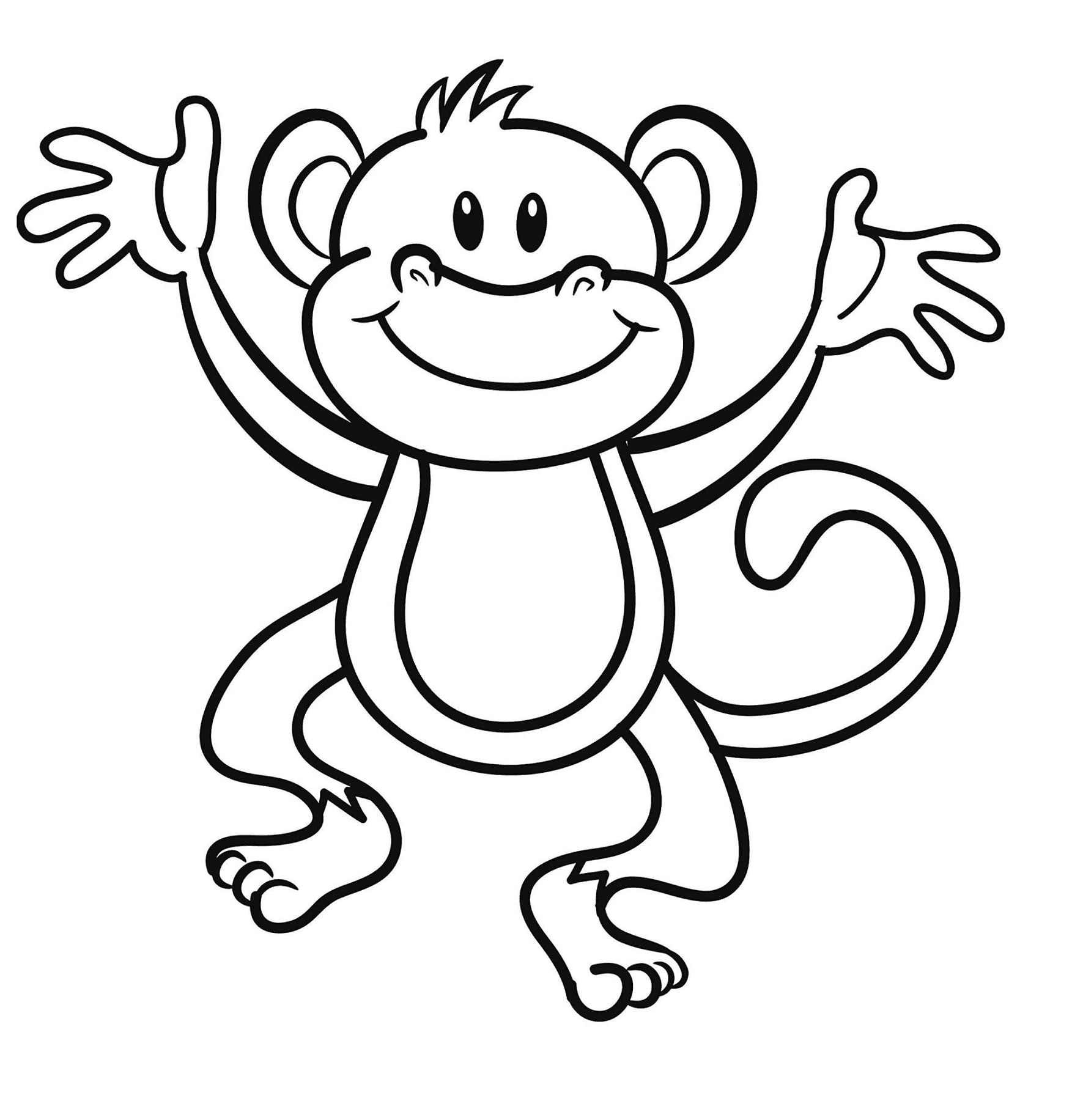Smiling Monkey Coloring Pages   Monkey Coloring Pages   Coloring ...