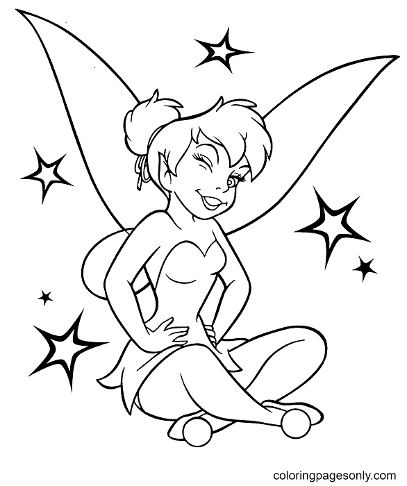 Smiling Tinker Bell Coloring Page