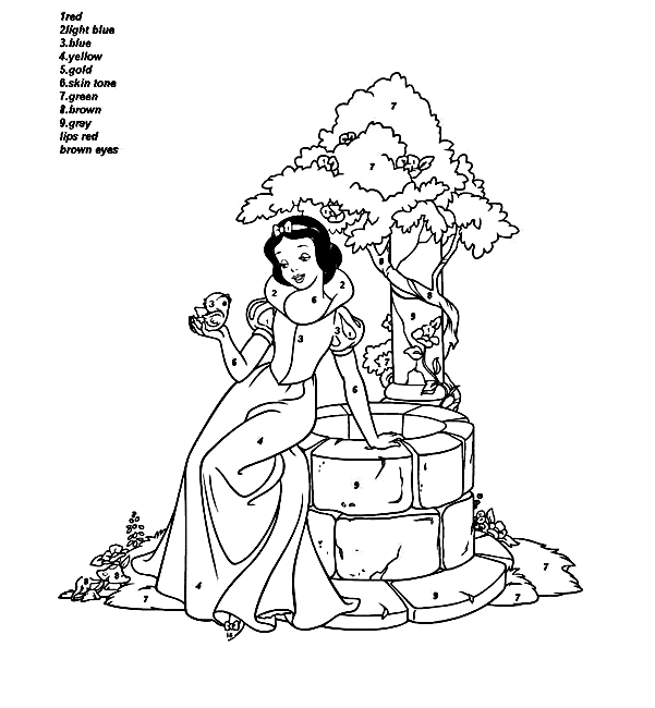 Snow White Color By Number Coloring Pages