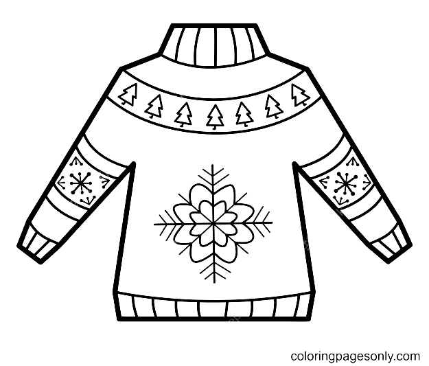 Snowflake Christmas Sweater Coloring Pages