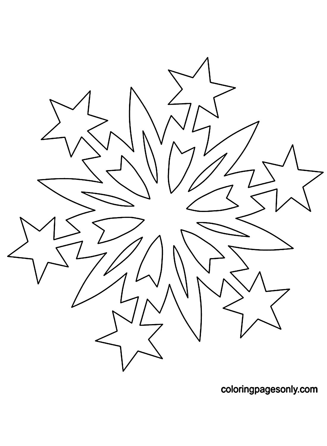 Snowflake with Christmas Stars Coloring Pages