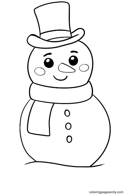 Snowman Wearing a Hat Coloring Page