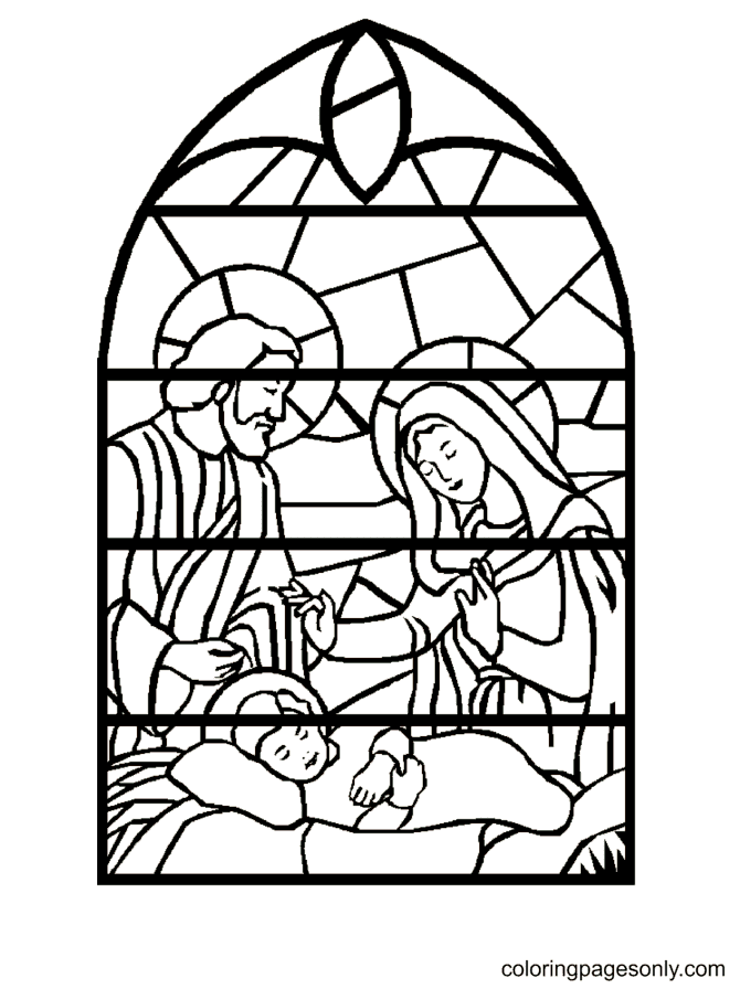 Presepe in vetro colorato dal Natale religioso
