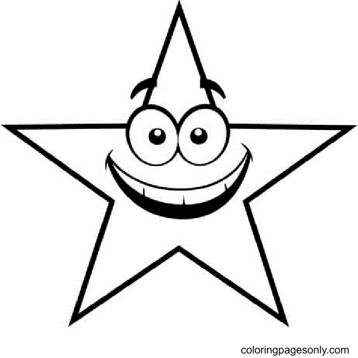 Estrela com desenho de rosto para colorir