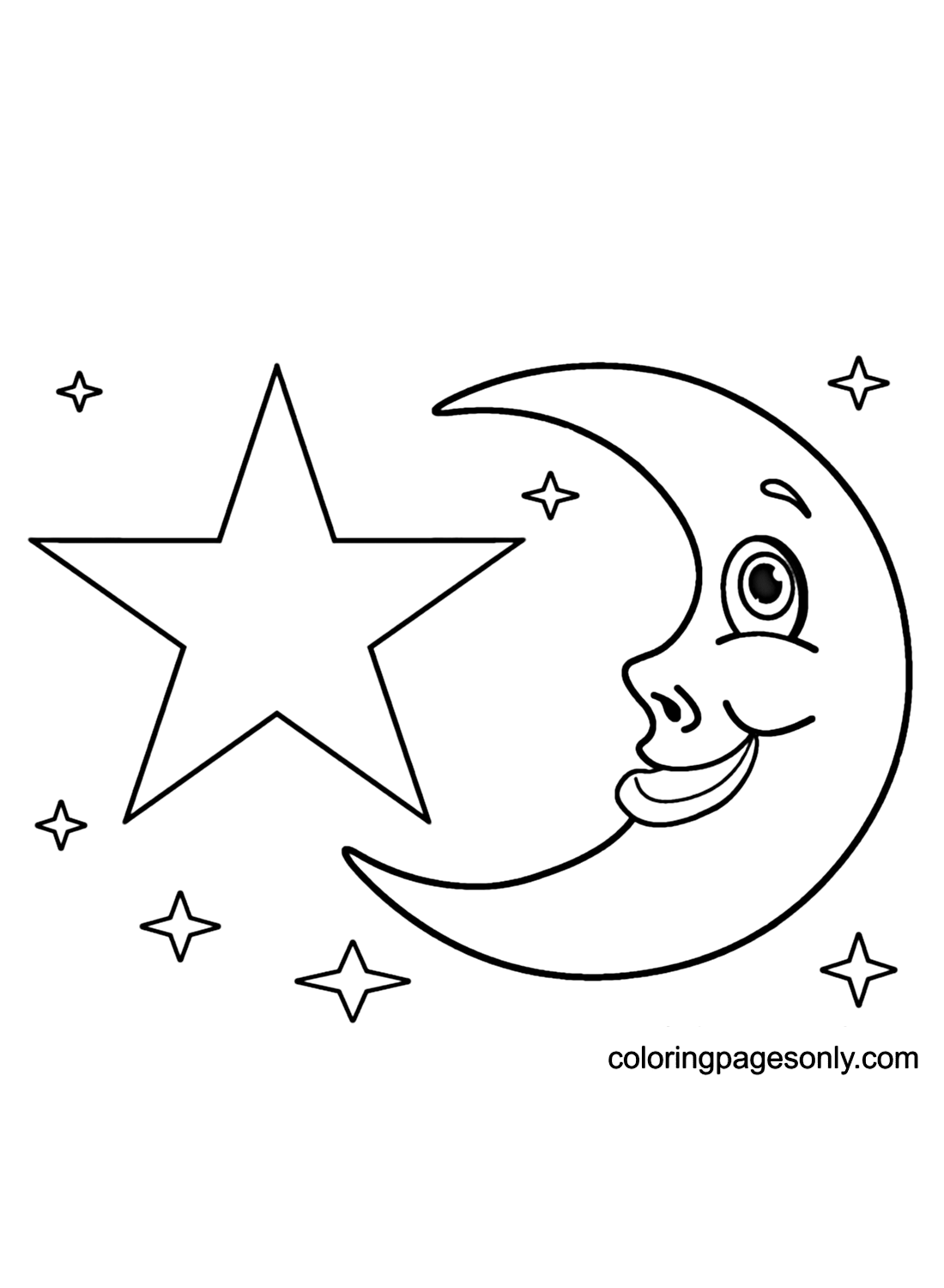 Stars and Moon Coloring Pages