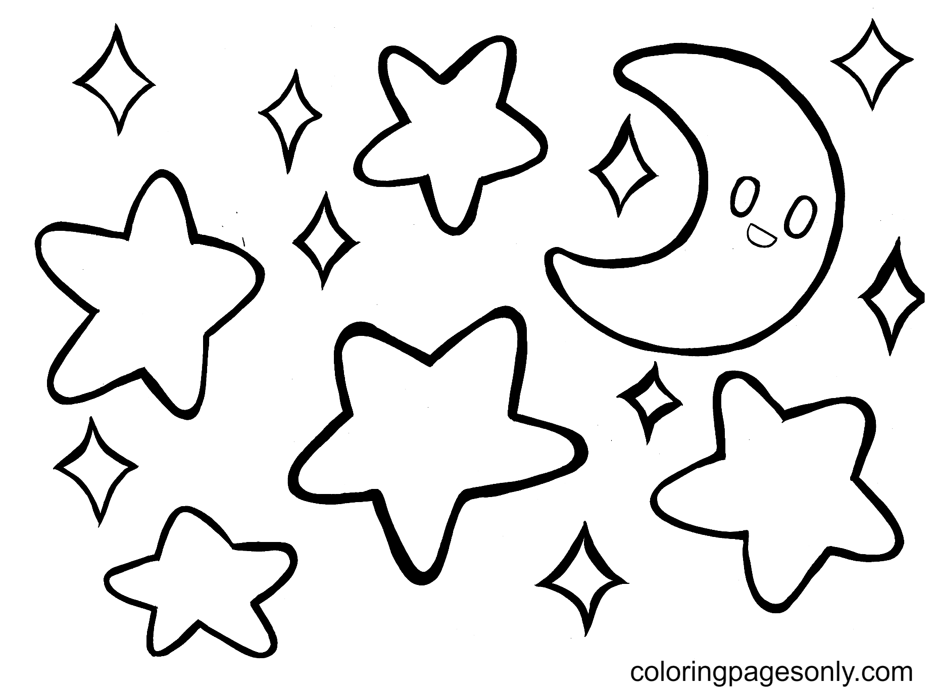Звезды с Луной от звезды