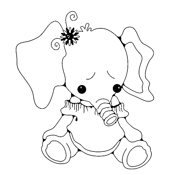 Stuffed Elephant Girl Coloring Pages
