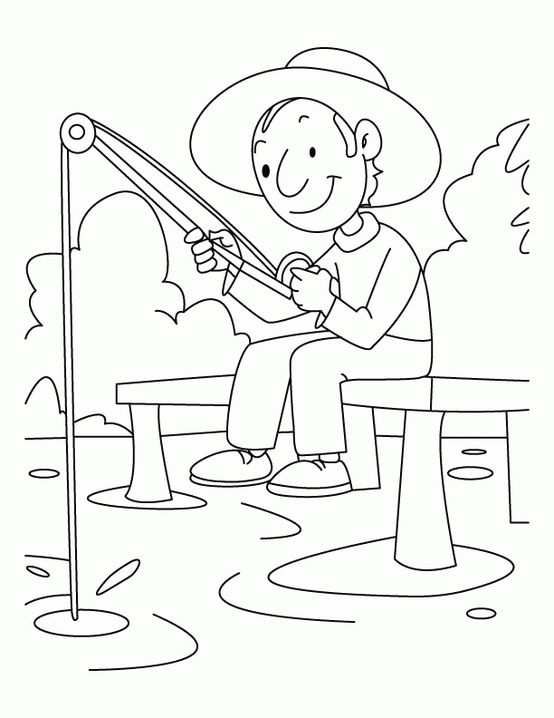 Summertime Fishing Coloring Page