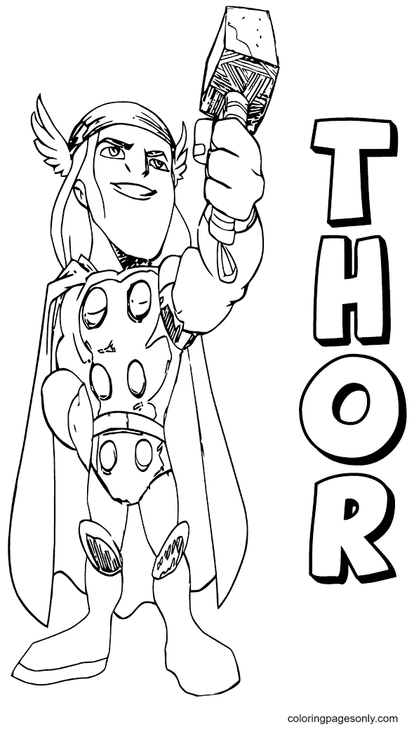Desenho de super-herói Thor para colorir
