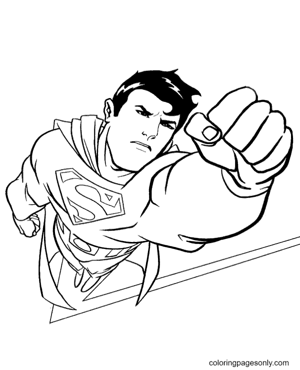Superman Flying Coloring Page