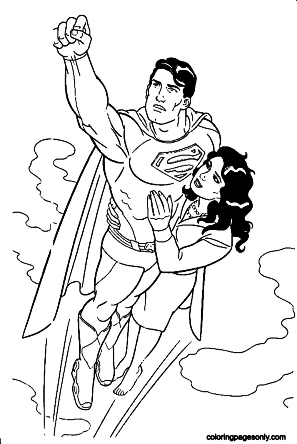 Superman Is Flying with Lois Lane Coloring Pages
