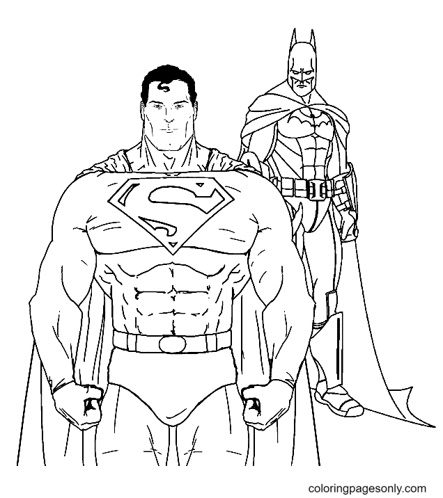 Pagina da colorare di Superman e Batman