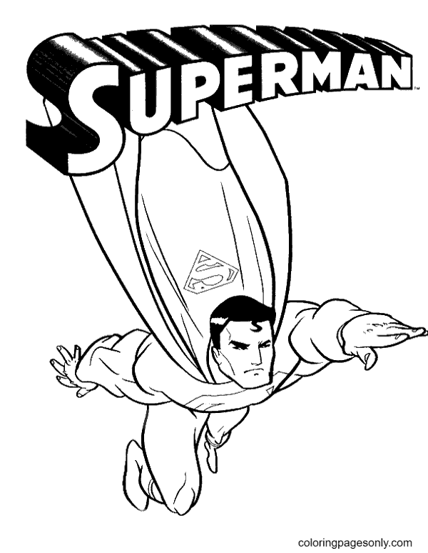 Dibujo para colorear Superman volando Superman flying coloring page