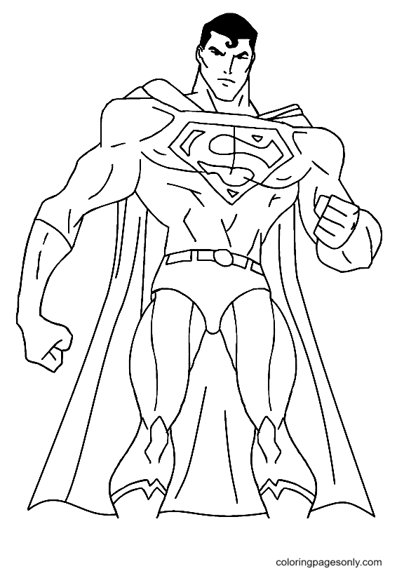Superman is Super Strong and Super Fast Coloring Page