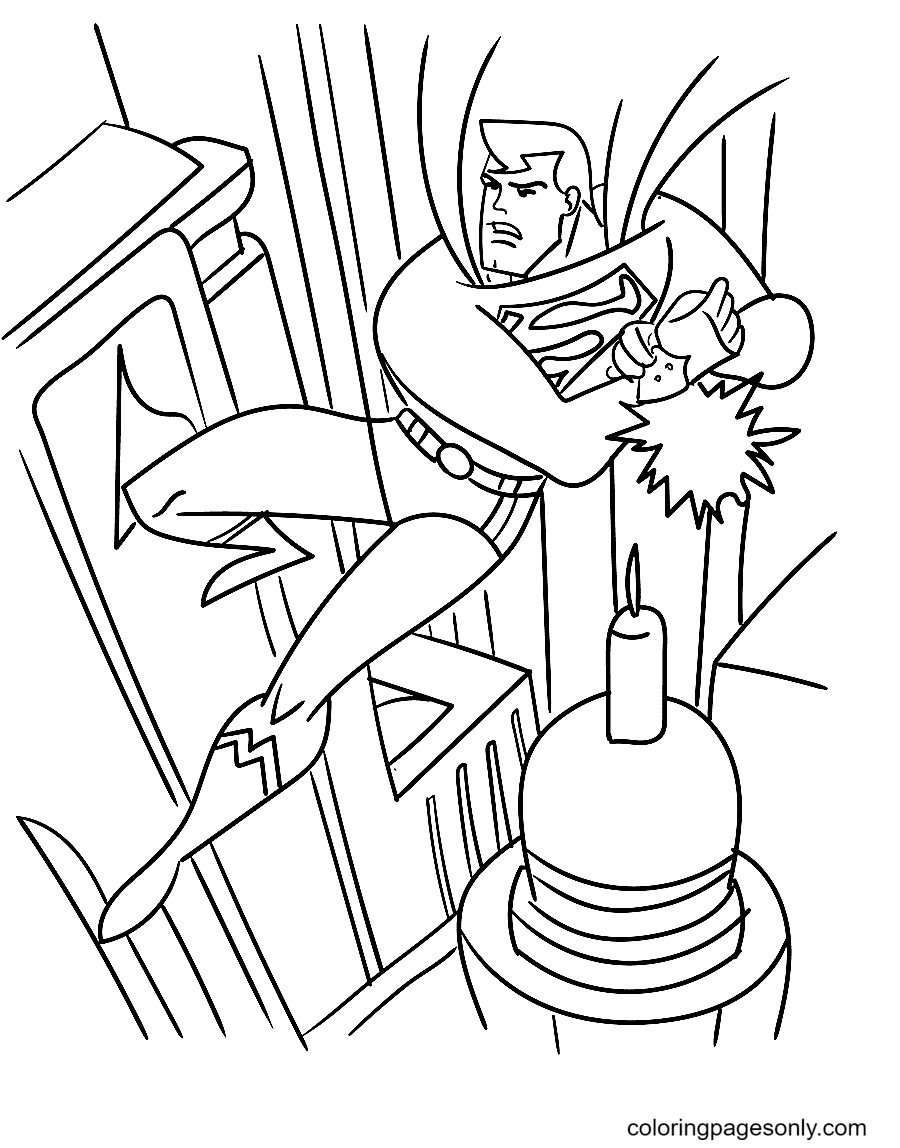 Superman gets electric Coloring Pages