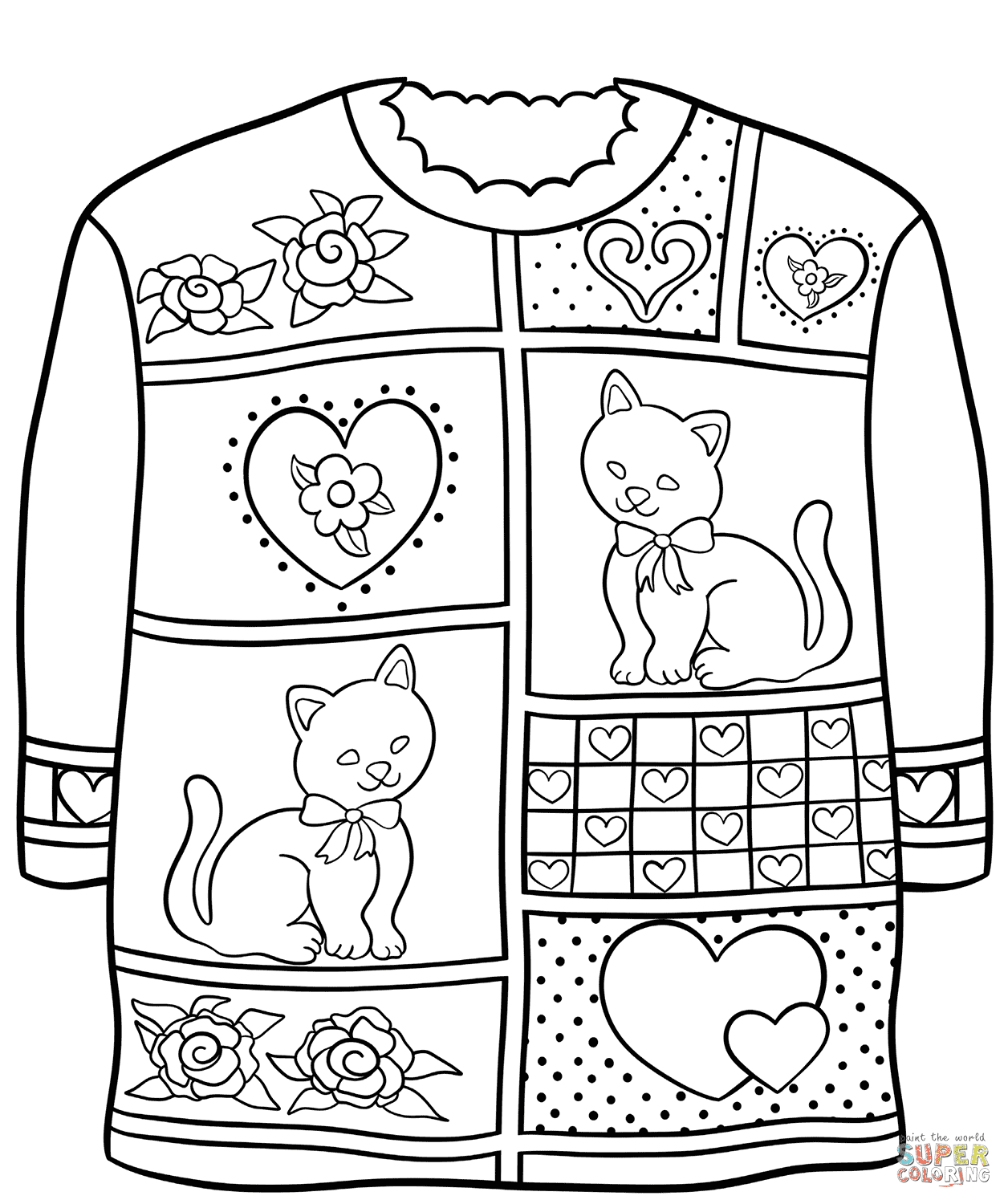 Sweater with Christmas Pattern Coloring Page