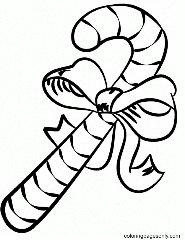 Sweet Christmas Candy Cane Free Coloring Page