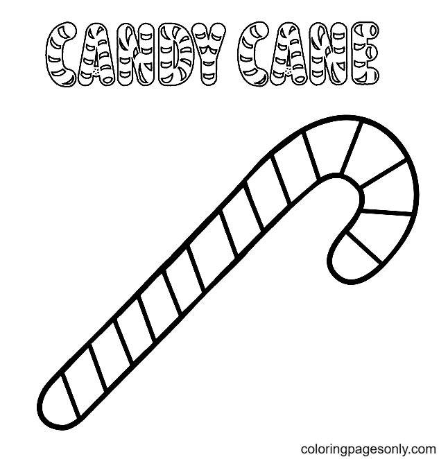 Sweet Christmas Candy Cane Coloring Page