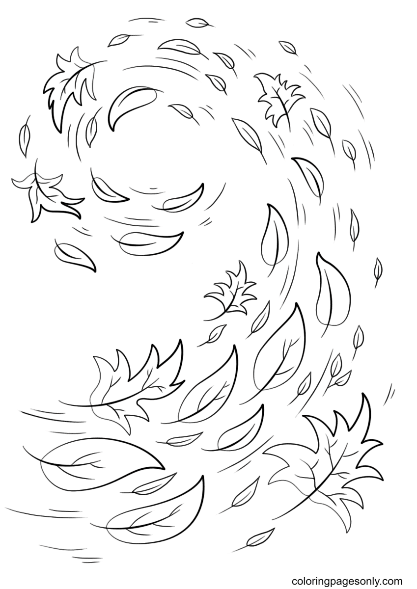Swirling Autumn Leaves Coloring Pages
