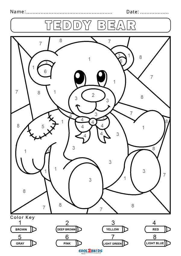 Teddy Bear Color by Number Coloring Pages