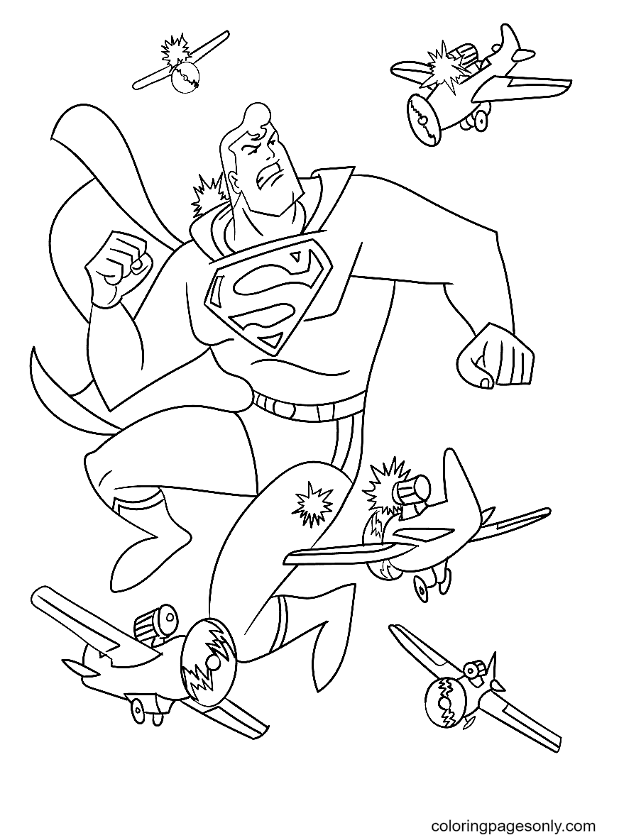 The Attacked from All Sides a Supermen Coloring Page