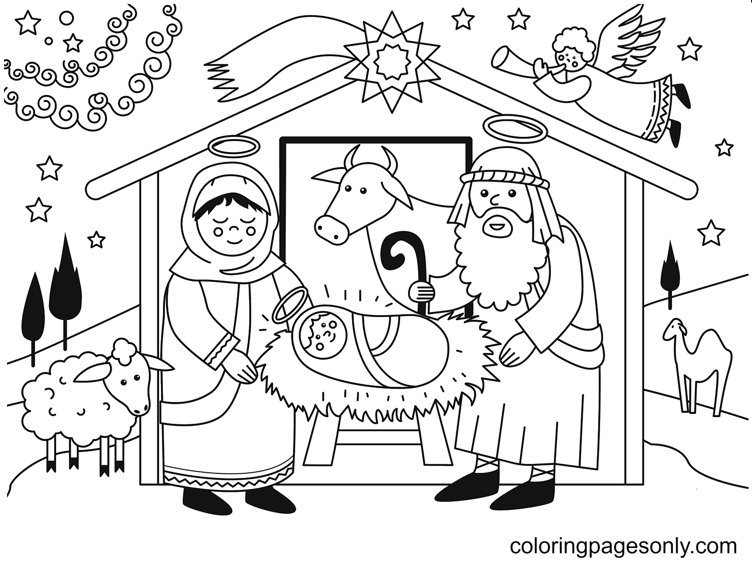 The Birth of Jesus Coloring Page