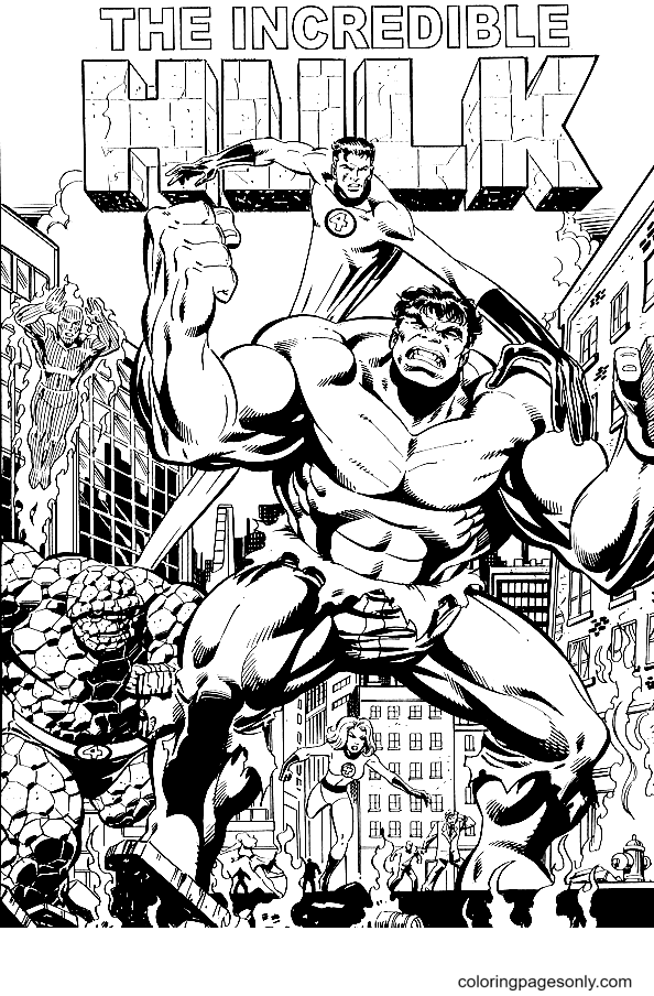 La pagina da colorare di Hulk