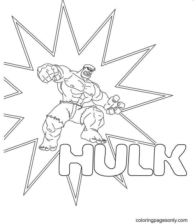 La pagina da colorare di poster di Hulk perfetto