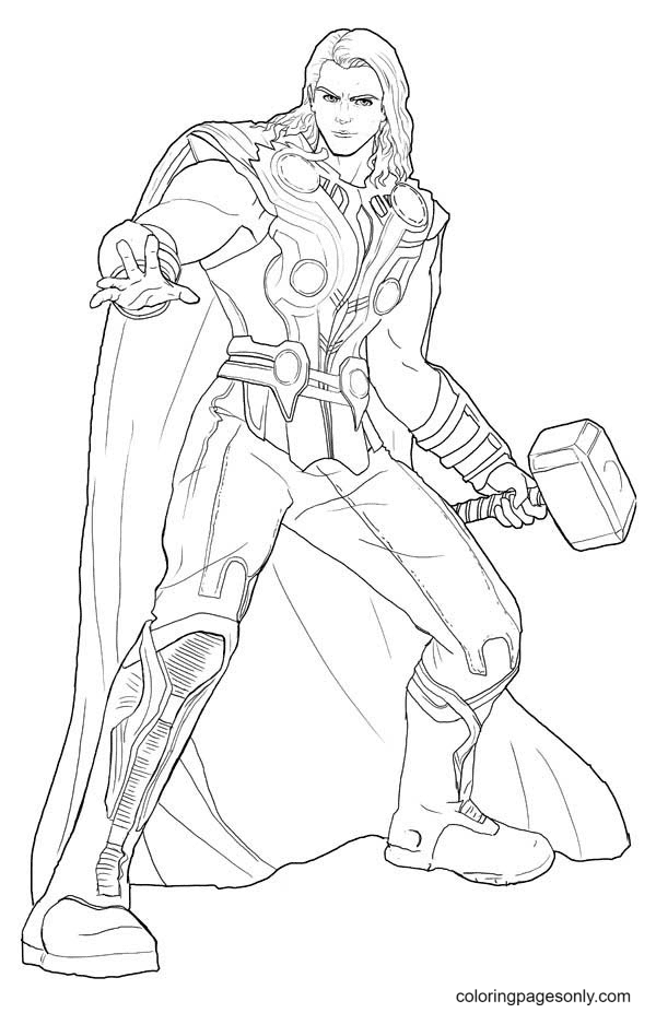The Power of Thunder Prince Thor Coloring Page