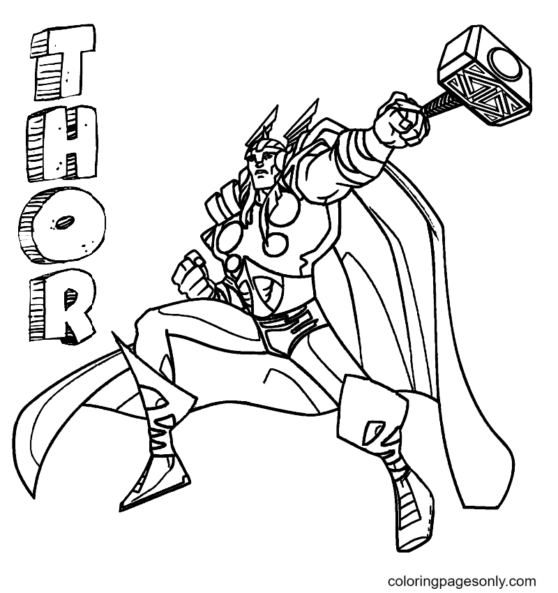 Thor Avengers Printable Coloring Page