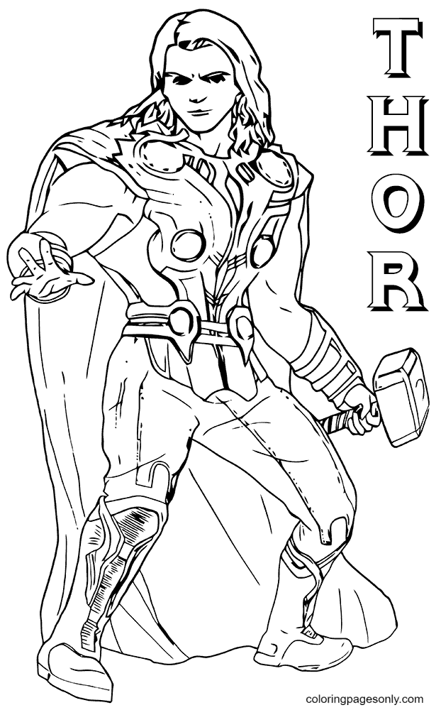 Coloriage Thor Dieu du Tonnerre