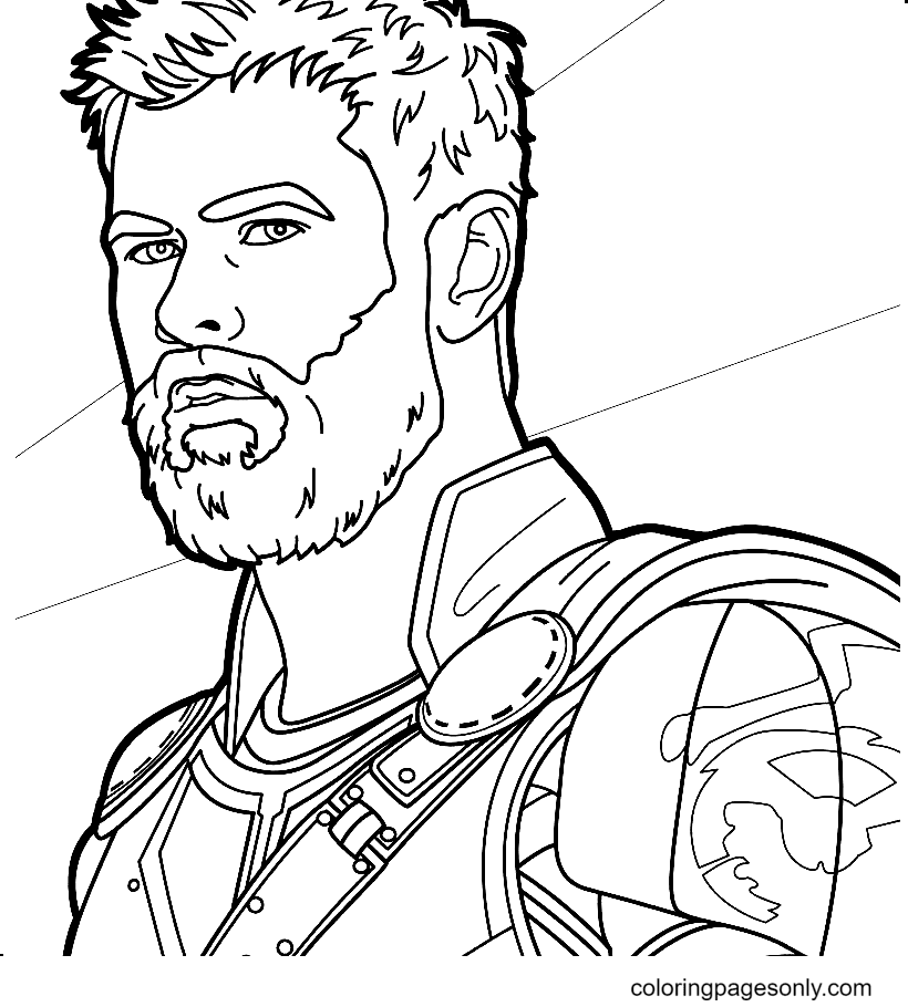 Desenho de Thor em Thor Ragnarok para colorir