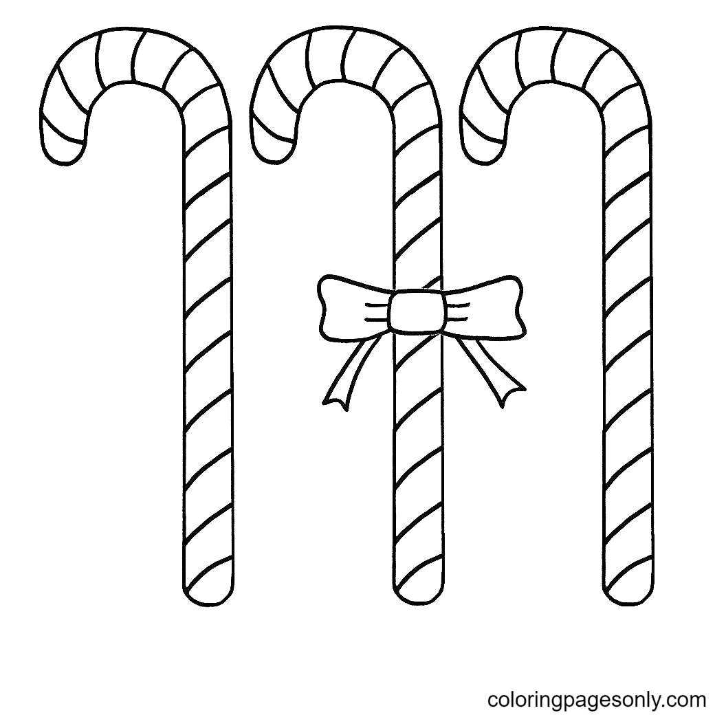 Three Candy Canes Coloring Pages