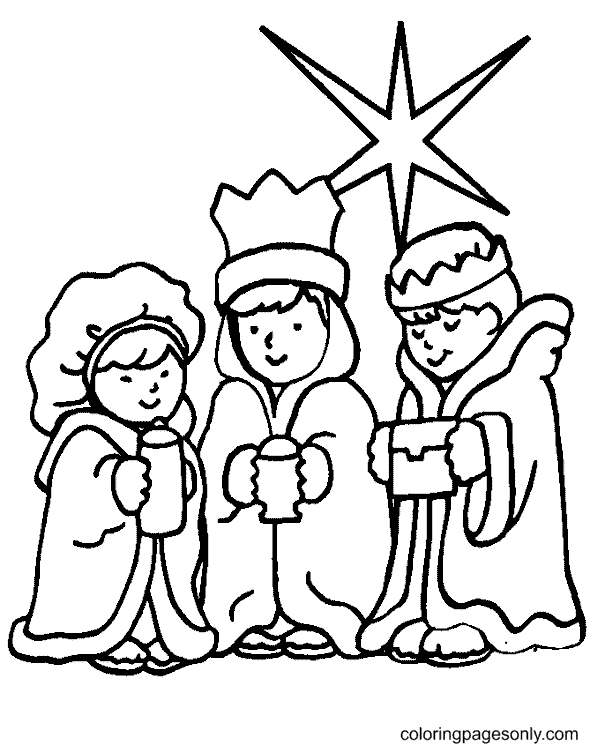 Three Kings – Religious Christmas Coloring Page