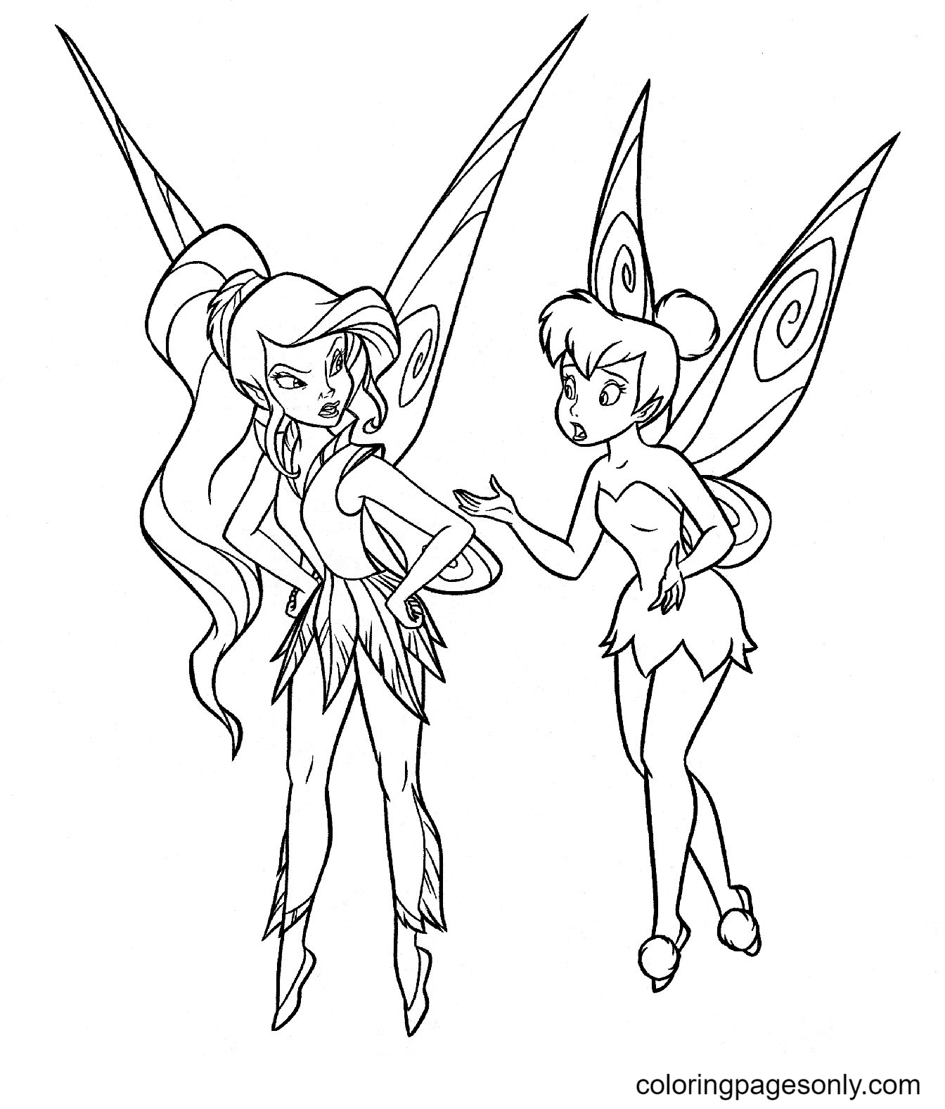 Tinker Bell And Vidia Coloring Page
