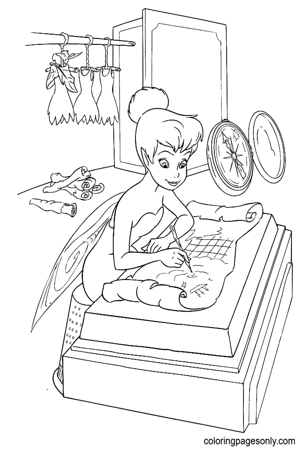 Tinkerbell Builds Hot Air Balloons Coloring Page