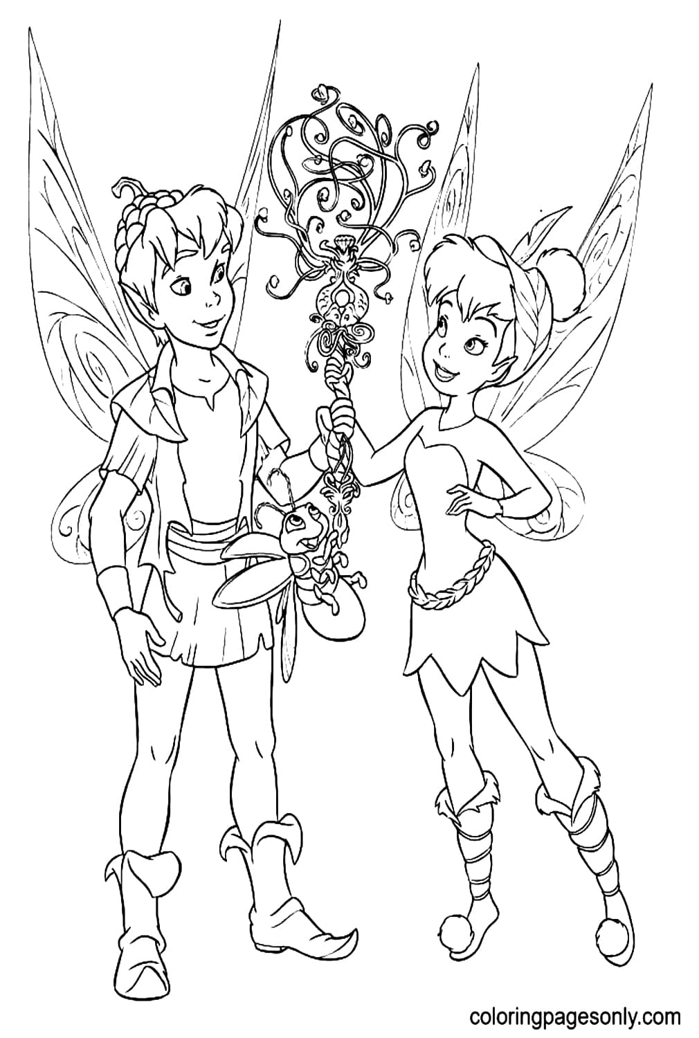 Tinker Bell and Terence Coloring Page