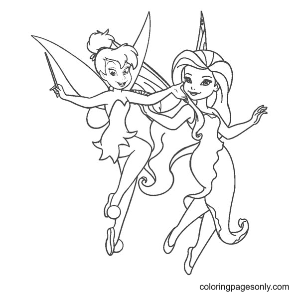 Tinker Bell with Vidia Coloring Page