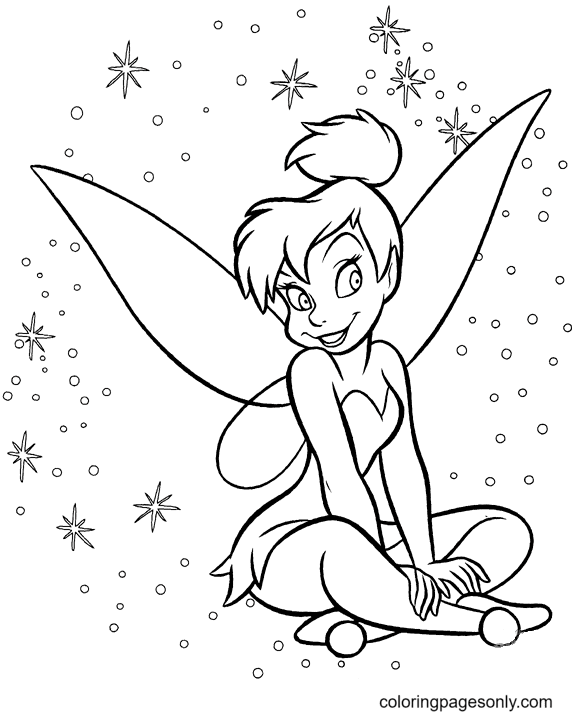 Tinkerbell Looks So Happy Coloring Page