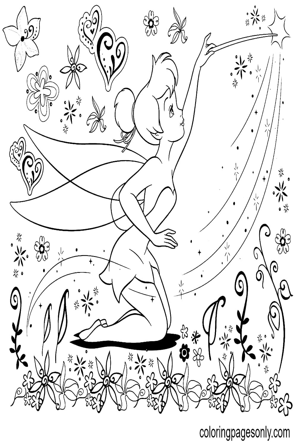Tinkerbell Has A Magic Wand Coloring Pages
