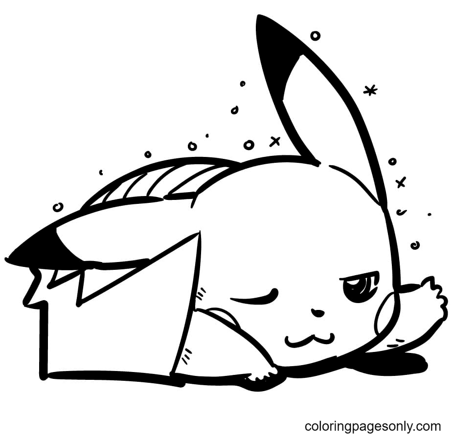 Tired Pikachu Coloring Page