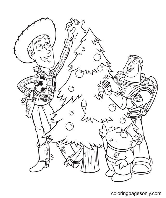 Toy Story Disney Christmas Coloring Page