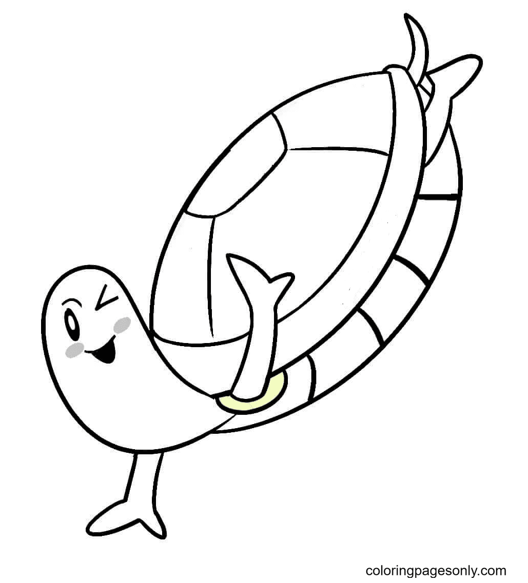Turtle Doing Gymnastics Coloring Page