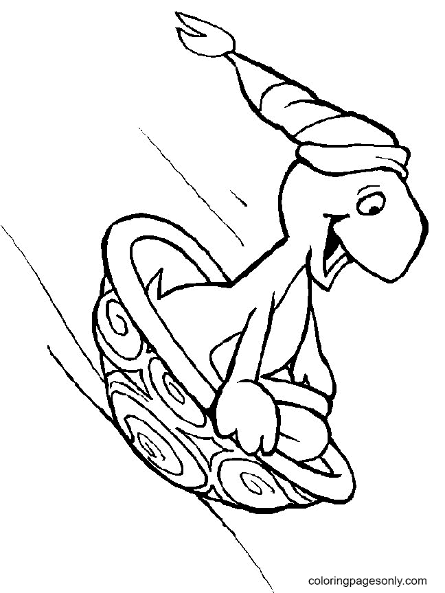 Turtle Sliding Down A Slope Coloring Page