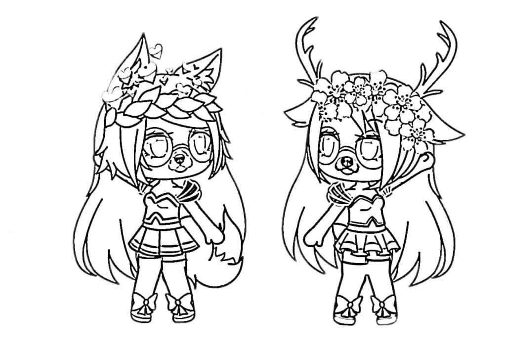 Twins Gacha Life Coloring Pages