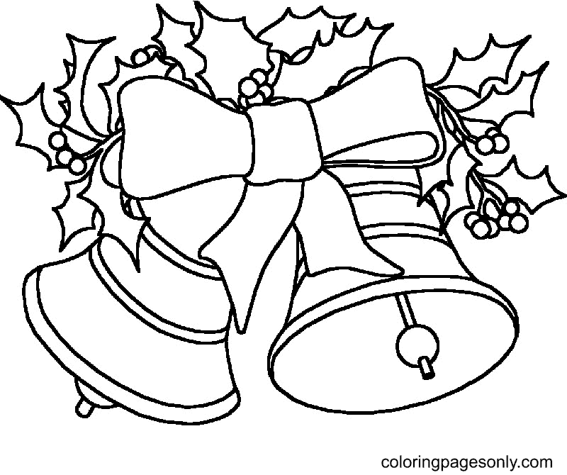 Two Beautiful Christmas Bells Coloring Page