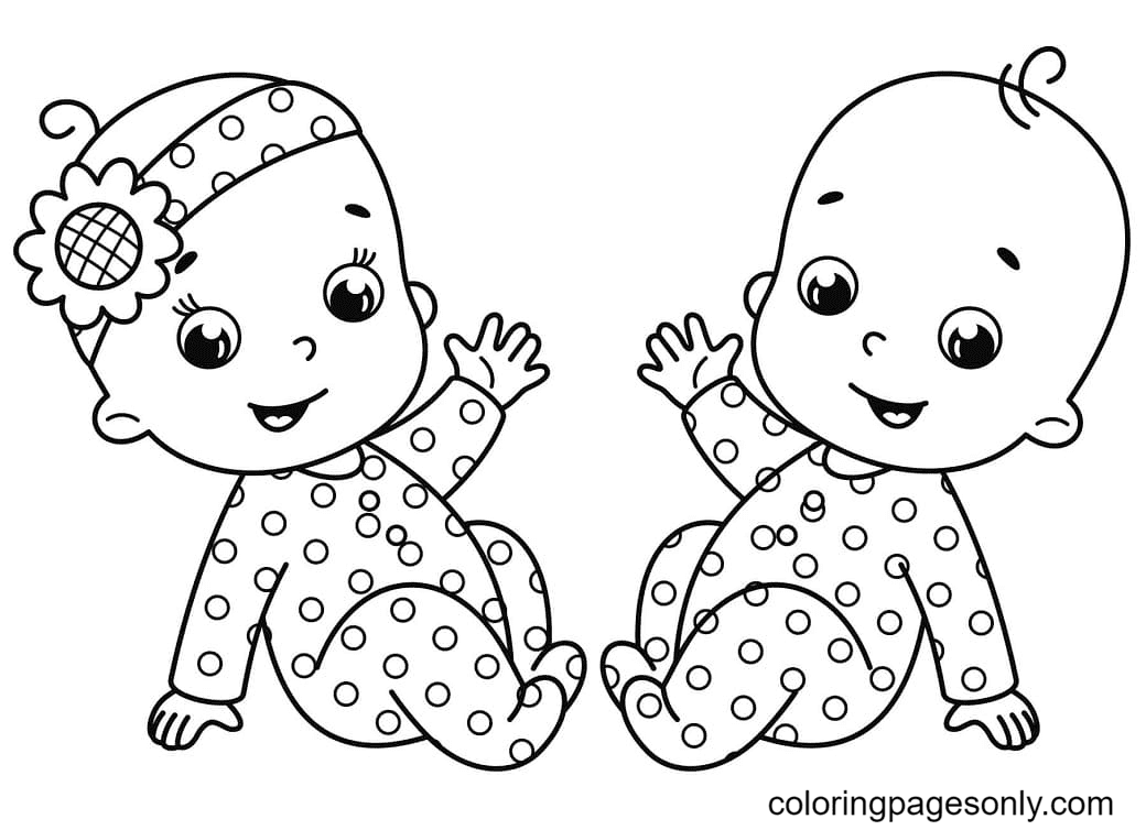 Two Cute Babies Coloring Pages - Baby Coloring Pages - Coloring Pages For  Kids And Adults