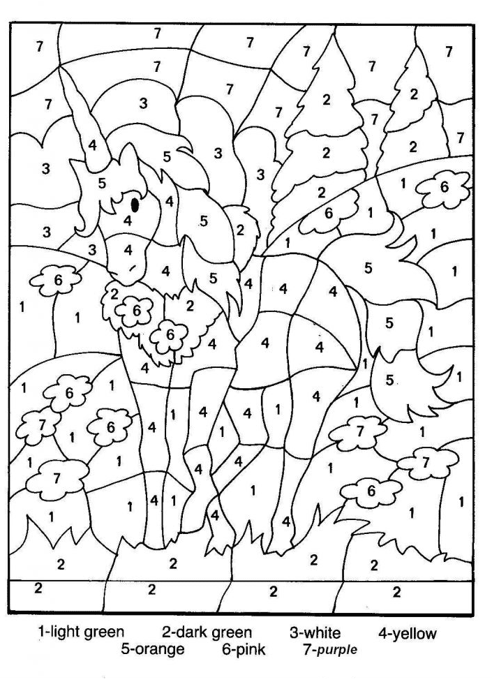 Unicorn Color By Number Coloring Pages Color By Number Coloring Pages 
