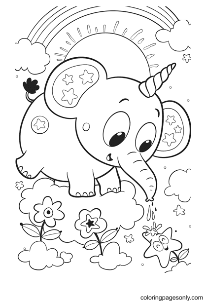 Unicorn Elephant Coloring Pages