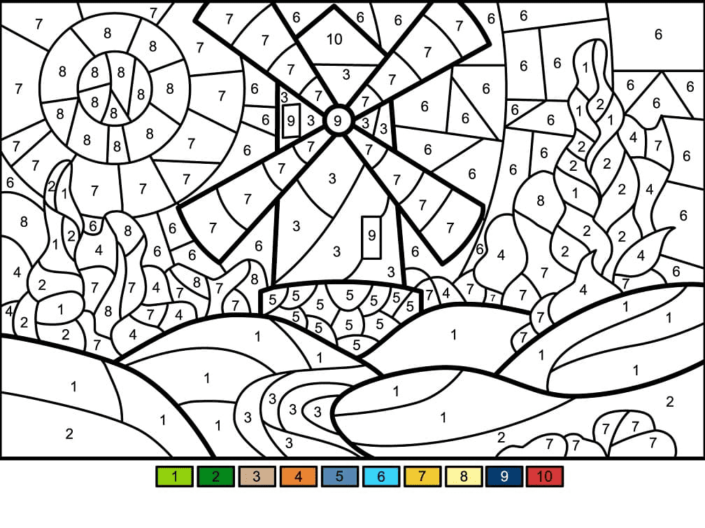 Desenhos de Moinho de Vento 12 para Colorir e Imprimir